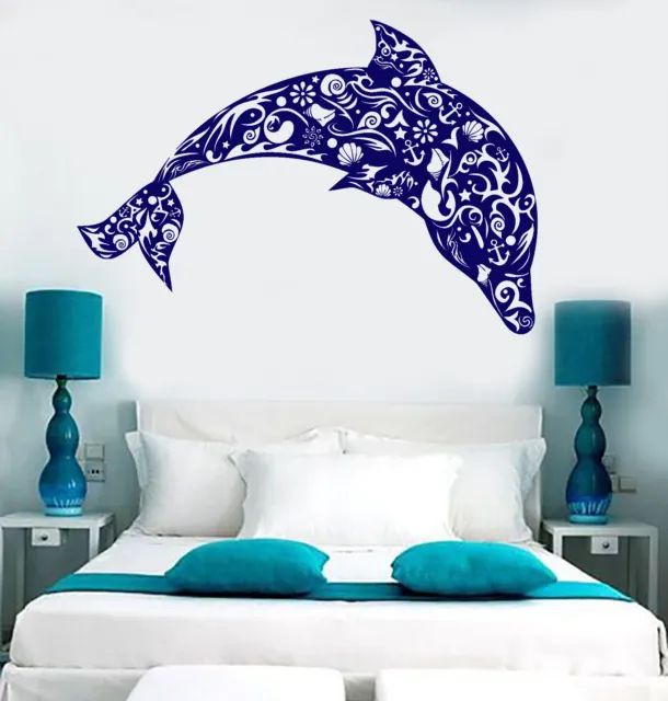 Vinyl Wall Decal Dolphin Seashells Sea Ocean Style Anchor Stickers (1500ig)