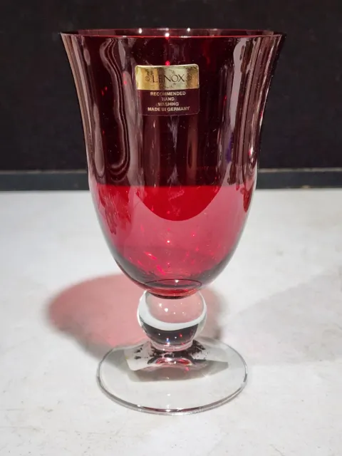 1- NWT Lenox Holiday Gems Ruby All Purpose Crystal Water Ice Tea Glass Goblet