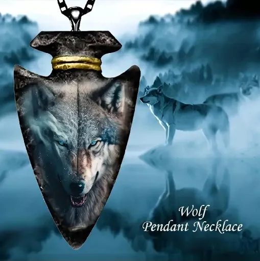 Fashion Jewelry Howling Wolf Moon Arrow Head Pendant Necklace + Free Gift Bag