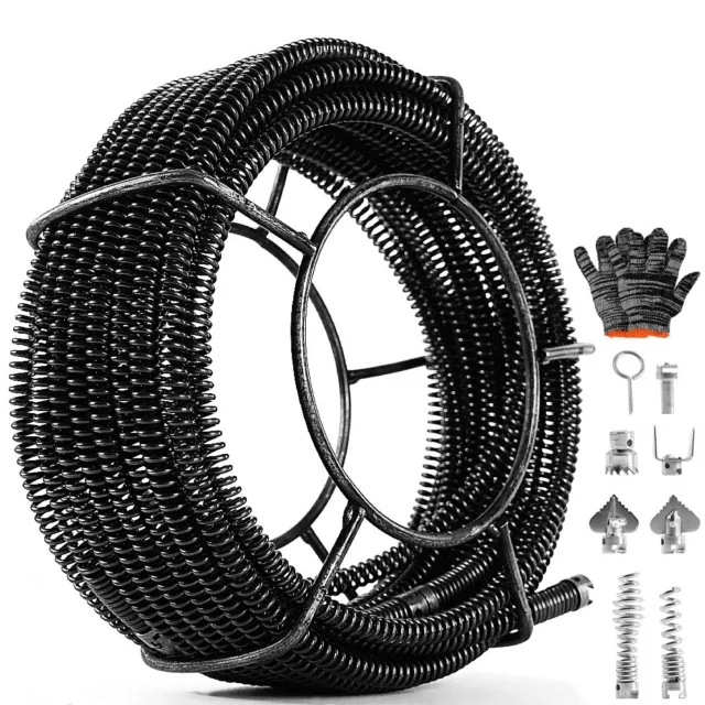 Drain Cable Sewer Cable 45/60/100Ft 5/8 Drain Cleaning Cable Auger Snake  Pipe