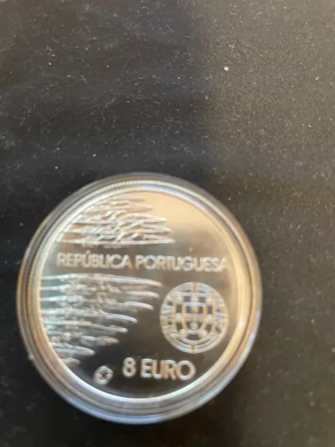 8 Euro Portugal  2005 Silber  60 Jahre Ende Weltkrieg