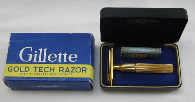 Vintage Gillette Gold Tech Safety Razor w/ Case & Box Vintage Gillette Gold Tech Safety Razor w/ Case & Box