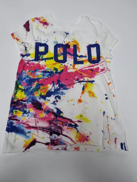 RALPH LAUREN Teen Paint-splatter Crew-neck T-shirt In White 7year