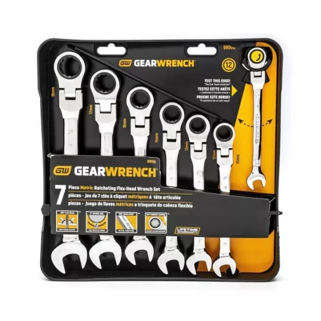 Gearwrench 7 Piece Flex Head Ratcheting Wrench Set Metric 9900D