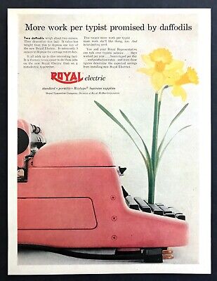 1956 Royal Electric Typewriter Daffodils photo "So Easy to Use" vintage print ad