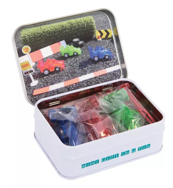 GIFT IN A TIN - Mini Racing Cars Micro Play Set Kids Gift **FREE DELIVERY**