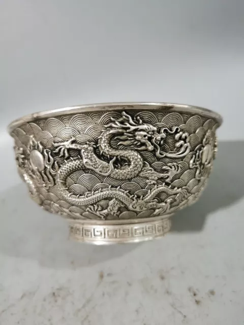 Old Antique Bronze Ware Collection: Qianlong Silver Embossed Bronze Bowl