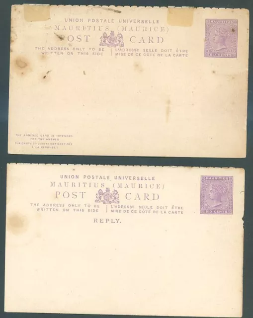 BRITISH MAURITIUS Old Double Postal Stationery Unused Very Nice