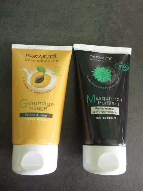 BioKARITE SOINS VISAGE BIO GÖMMAGE ET MASQUE NOÏR PURIFIANT 2x75ml NEUFS