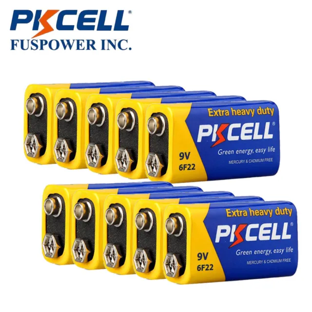 10pcs 9Volt Batteries PP3 6F22 EN22 MN1604 ND65V Zinc-Carbon for Smoke Detectors