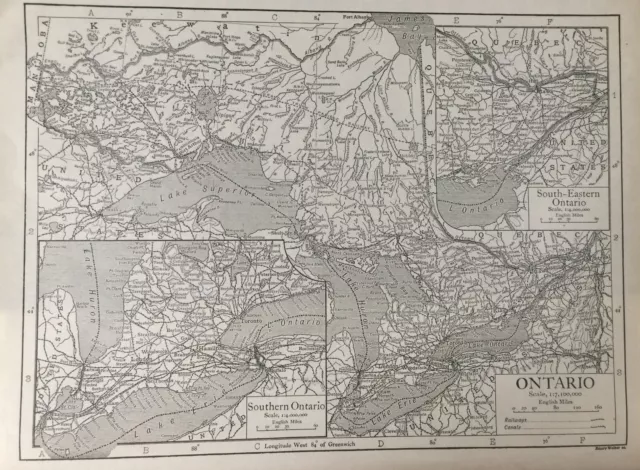 Antique Map Ontario USA Dated 1926 America United States Print Map Of The World