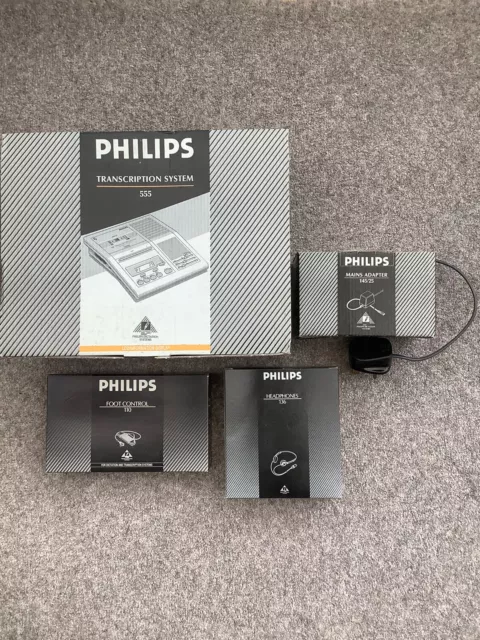 Philips 555 Transcriber Transcription System, Foot Pedal, Headset, Power Supply