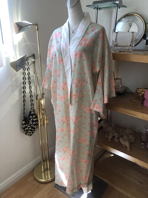 Vintage Japanese Juban kimono Wool ?Women's NagaJuban Kimono Robe