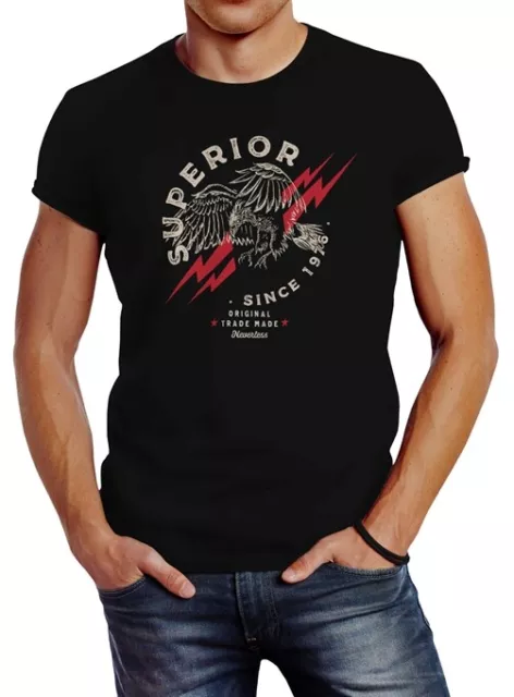 Herren T-Shirt Superior Eagle Since 1976 Adler Print Slim Fit Neverless®