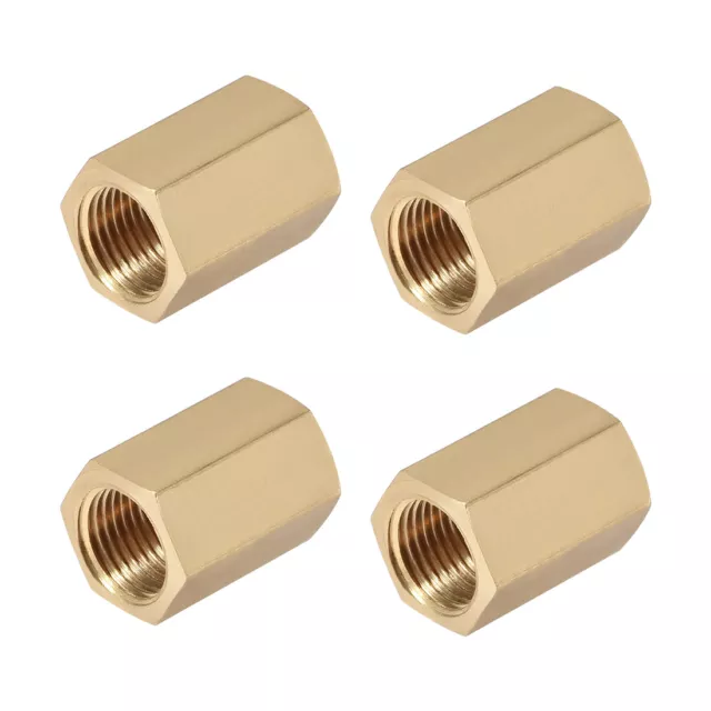 Brass Pipe Fitting Connector Hex Nipple Coupler 1/8 x 1/8 G Female Thread 4pcs