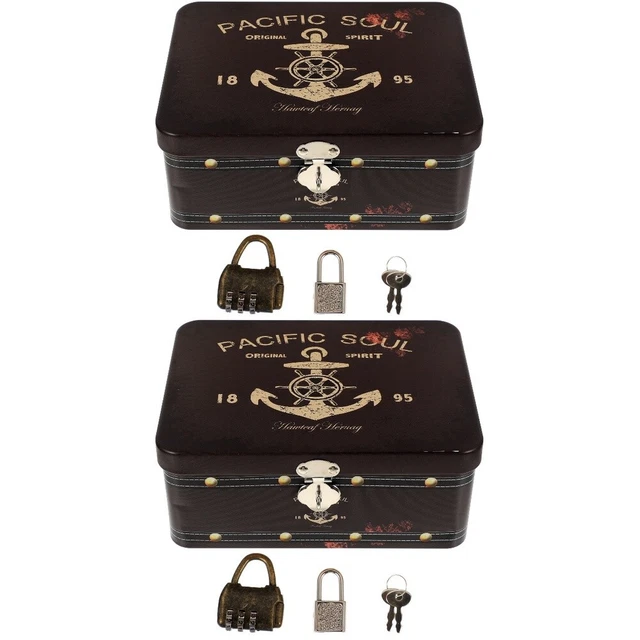2 Pack Jewelry Chest Storage Box Small Container Storage Container Lid Decorate