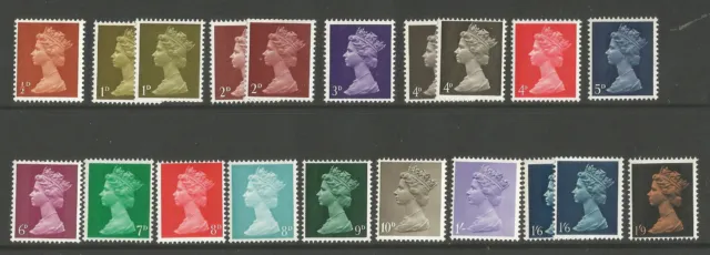 Gb 1967-70 - 20 Machin Definitive Stamps Pre-Decimal -  Mm