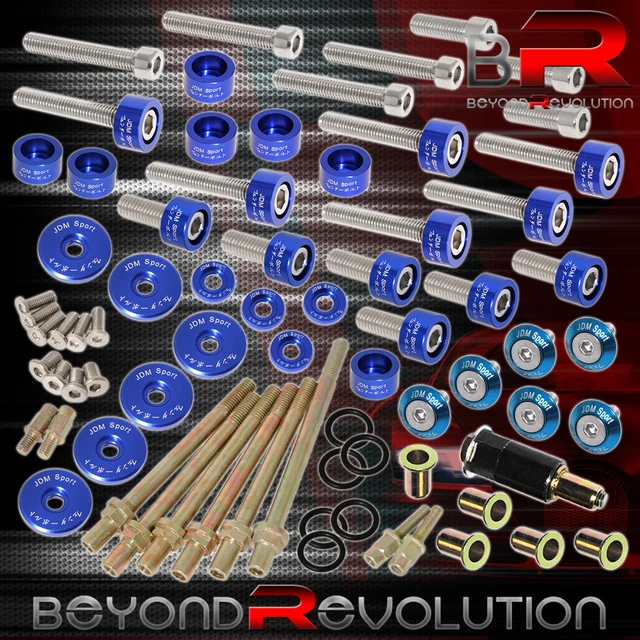 For Honda K-Series Cup/Header/Cam Cap/M6 Hex Fender/Valve Washers+Bolts Blue