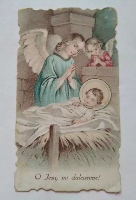 Estampa religiosa antigua NIÑO JESUS CON ANGELES holy card