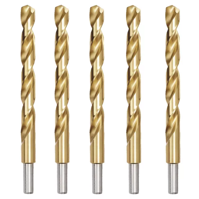 5PCS 1/2" Drill Bit Set HSS Titanium Jobber Length Twist Metal Bits 3/8" Shank