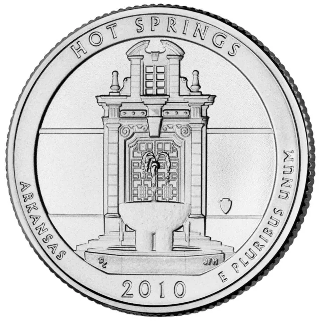 2010 Hot Springs P Quarter. ATB Series, Uncirculated From US Mint roll.