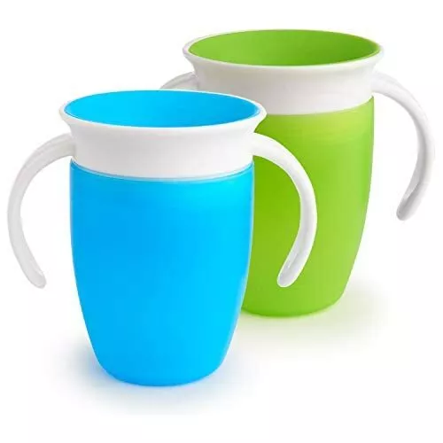 Munchkin Miracle 360 Trainer Cup, Green/Blue, 7 Oz, 2 Count