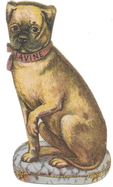Victorian Trade Card Die Cut Pug Dog Lavine Soap Hartford Connecticut