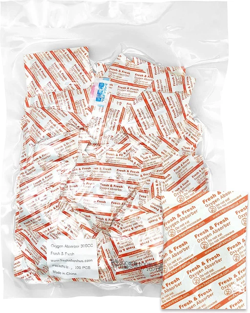 300 CC [100 Packets] Premium Oxygen Absorbers for Food Storage, Oxygen Scavenger