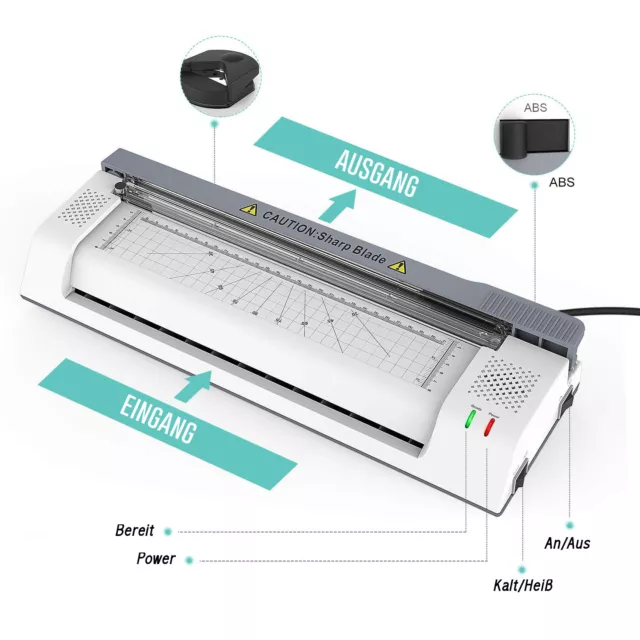 Laminiergerät Laminator A3 Starter Set 3 in 1 Hebelschneider Eckenrunder 125 mic