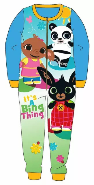 Bing Bunny Fleece All In One Pjs Pyjama Sleepsuit Boys Girls Kids  2-6 Years