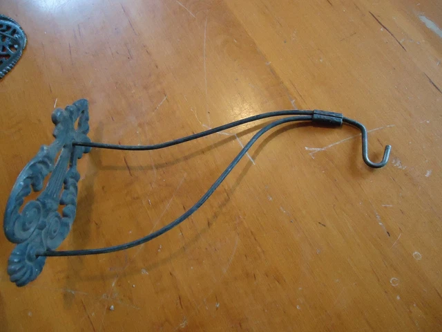 2 antique hardware Victorian era Wall Mount Long Hook Bracket Hangers Cast Iron 5