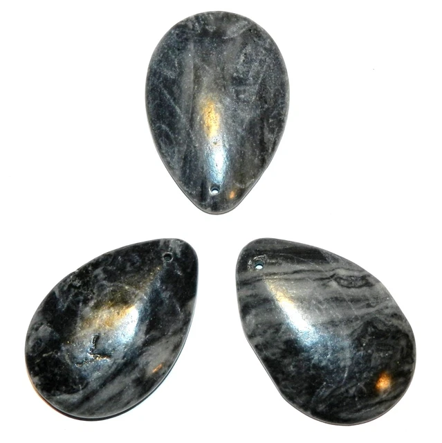 P2153 Picasso Marble 45mm Teardrop Top-Drilled Gemstone Pendant Bead 1pc