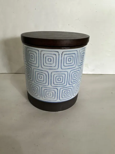 Anne James VTG Danish Ceramic Jar With Lid. Denmark Industrial Midcentury Gray