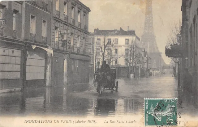 Cpa 75 Paris Inondations Paris La Rue Saint Charles