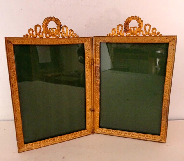 Antique Early c1900 Pair Gilt Ormolu Frame Bronze Louis XVI Style