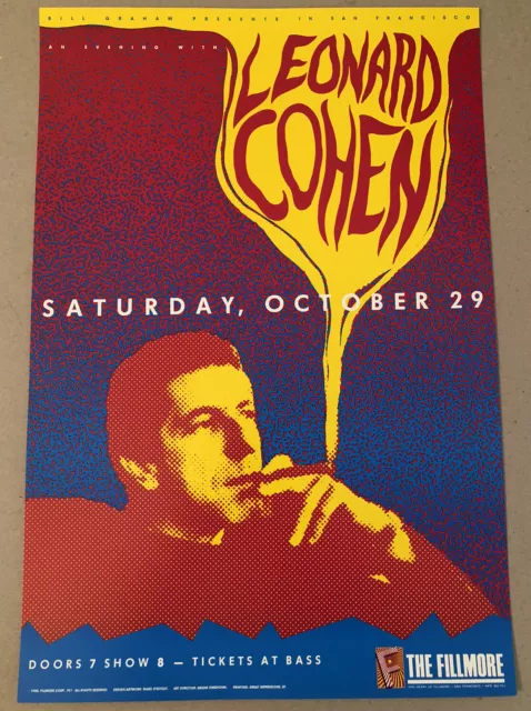 Leonard Cohen Poster 1988 Fillmore F57 Graham 1st Print Vintage Not Dylan
