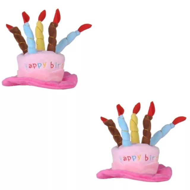 2 Pieces Cosplay Headwear for Dogs Cats Birthday Hat with Cake Pet