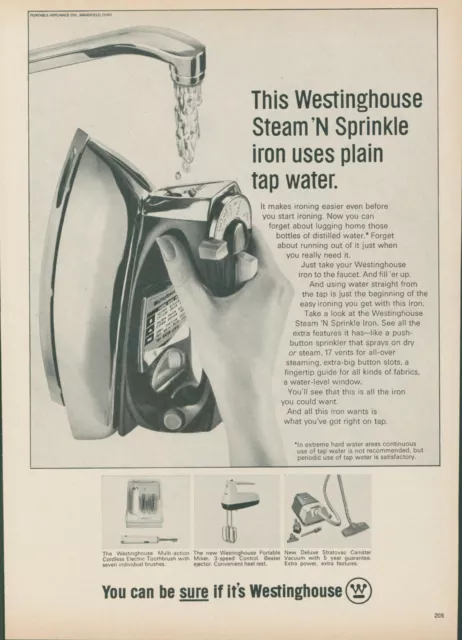 1965 Westinghouse Steam N Sprinkle Iron Faucet Sink Tap Water Vtg Print Ad GH2