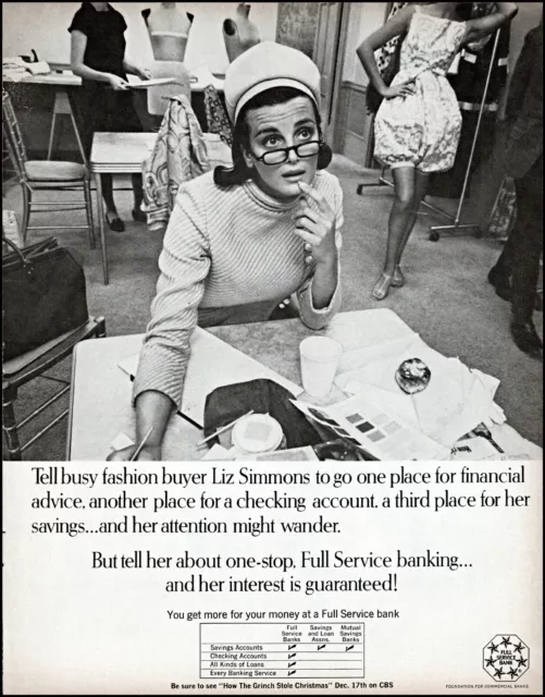 1967 Liz Simmons fashion buyer Full Service Banking vintage photo print ad adL94