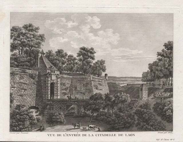 Laon Porte de la Citadelle Aisne Hauts-de-France gravure estampe engraving 1780