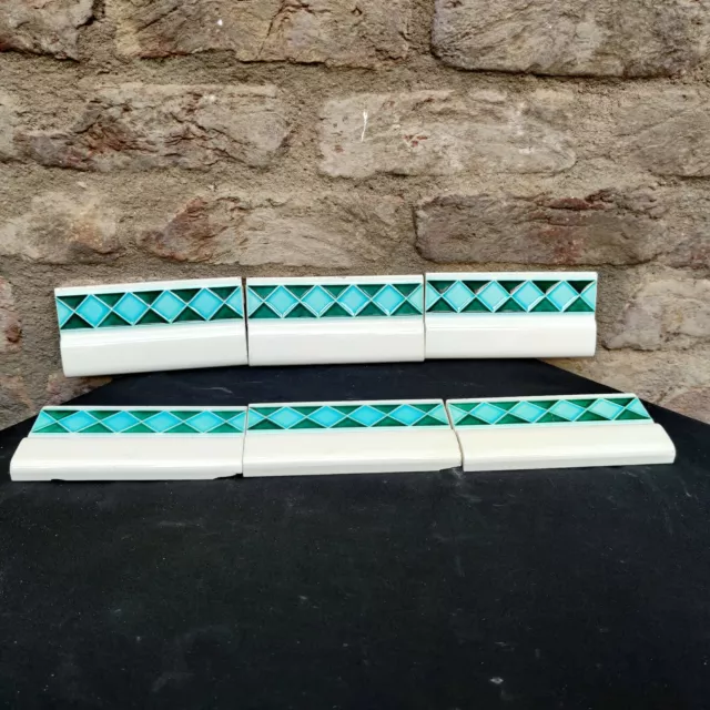 1940s Vintage Architecture Furniture Tiles 6 Pcs Majolica Art Nouveau Japan