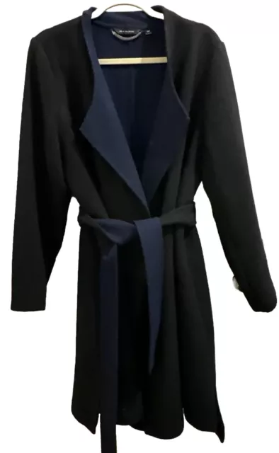 H By Halston Coat 18w  Wrap front double face wool. BLACK/BLUE 2