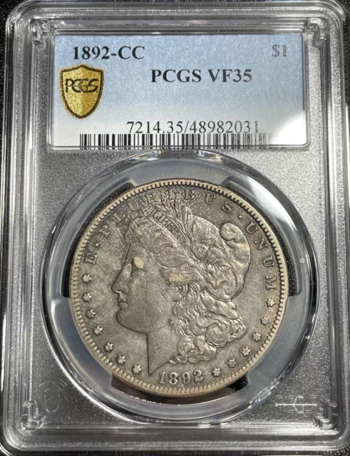 1892-CC Morgan Silver Dollar PCGS VF35 Key Date Nice Strike