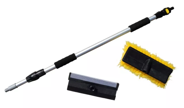 Yachticon Set 1 Alu Teleskop Waschbürste 90-175cm & Bürste & Schwamm & Abzieher