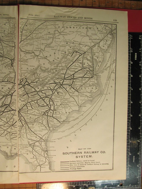 ORIGINAL 1914 SOUTHERN Railroad System Map Routes Depots S0U Ryhistory ...