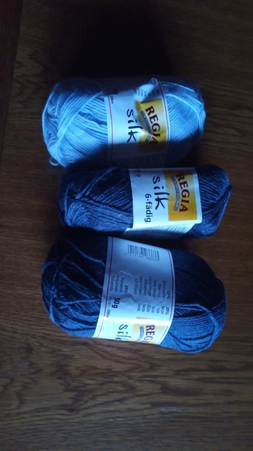 3x Sockenwolle - Schachenmayr - Regia 4fädig Uni  silk 4fach, silk 6 fach
