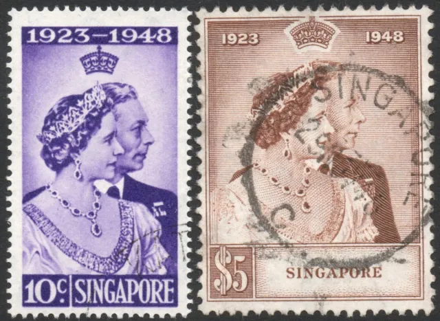 SINGAPORE-1948 Royal Silver Wedding Set Sg 31-32 GOOD USED 37537