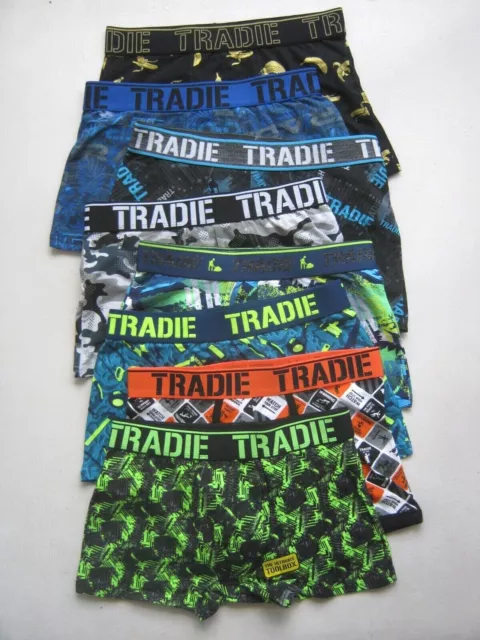Clearance-Pack Of 8  Men's Tradie Print Cotton Stretch Trunk Size S