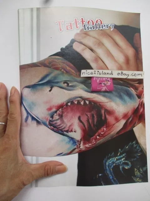 Brazo de tiburón sangre tatuaje arte corporal foto película mandíbula diseño 3d 7,5x10 pulgadas impermeable