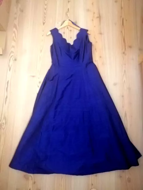 Vestito seta Monsoon London ballo nuovo blu lungo eleg. sera 44-46 M UK 14 feste